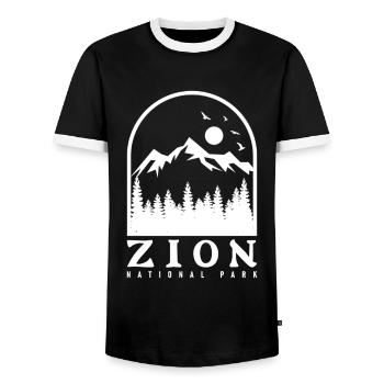Zion National Park Utah Wandern Camping Outdoor - Männer Kontrast-T-Shirt - Schwarz/Weiß - Vorne - AI Model Female 172 light (172cm) & AI Model Male 178 light (178cm)