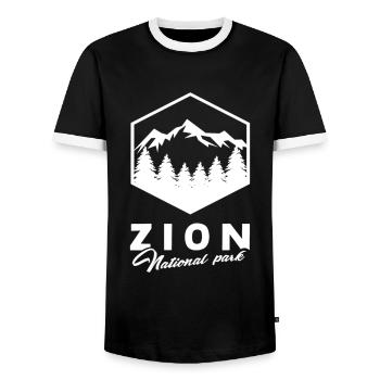 Zion National Park Utah Wandern Camping Outdoor - Männer Kontrast-T-Shirt - Schwarz/Weiß - Vorne - AI Model Female 172 light (172cm) & AI Model Male 178 light (178cm)
