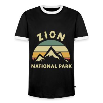 Zion National Park Utah Wandern Camping Outdoor - Männer Kontrast-T-Shirt - Schwarz/Weiß - Vorne - AI Model Female 172 light (172cm) & AI Model Male 178 light (178cm)