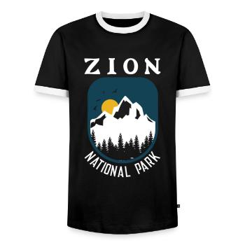 Zion National Park Utah Wandern Camping Outdoor - Männer Kontrast-T-Shirt - Schwarz/Weiß - Vorne - AI Model Female 172 light (172cm) & AI Model Male 178 light (178cm)