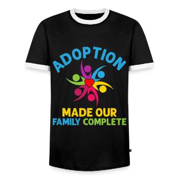 L’adoption a complété notre famille et - T-shirt contrasté Homme - noir/blanc - Devant - AI Model Female 172 light (172cm) & AI Model Male 178 light (178cm)