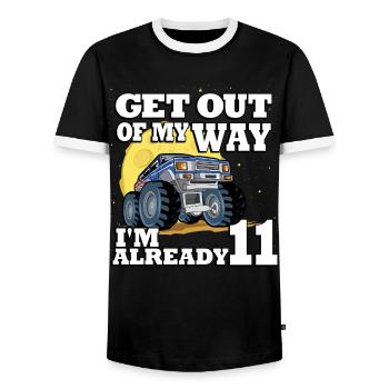 Get out of my way I'm already 11 truck 11. - Men's Ringer Shirt - black/white - Front - AI Model Female 172 light (172cm) & AI Model Male 178 light (178cm)