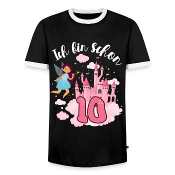 I am already 10 fairy magic castle 10. - Men's Ringer Shirt - black/white - Front - AI Model Female 172 light (172cm) & AI Model Male 178 light (178cm)
