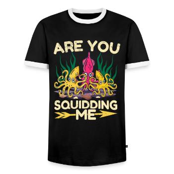 Octopus Octopus Sea Tentacle Octopus Octopus Octopus - Men's Ringer Shirt - black/white - Front - AI Model Female 172 light (172cm) & AI Model Male 178 light (178cm)