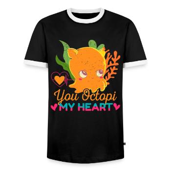 Octopus Octopus Sea Tentacle Octopus Octopus Octopus - Men's Ringer Shirt - black/white - Front - AI Model Female 172 light (172cm) & AI Model Male 178 light (178cm)