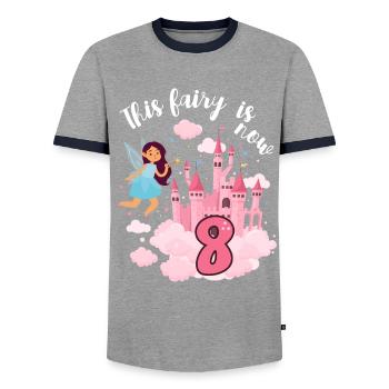 Cette fée est maintenant 8 Magic Castle 8. - T-shirt contrasté Homme - gris/marine  - Devant - AI Model Female 172 light (172cm) & AI Model Male 178 light (178cm)