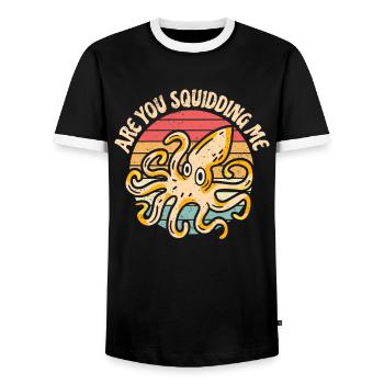 Poulpe Poulpe Tentacule de mer Poulpe Poulpe Poulpe Poulpe - T-shirt contrasté Homme - noir/blanc - Devant - AI Model Female 172 light (172cm) & AI Model Male 178 light (178cm)