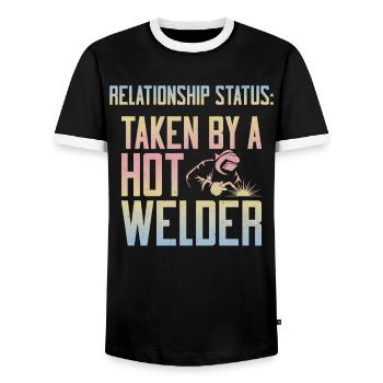 Welder Welding Girlfriend - Men's Ringer Shirt - black/white - Front - AI Model Female 172 light (172cm) & AI Model Male 178 light (178cm)
