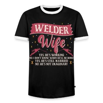 Soudeur Soudeur Femme Soudeur Femme Soudeur - T-shirt contrasté Homme - noir/blanc - Devant - AI Model Female 172 light (172cm) & AI Model Male 178 light (178cm)