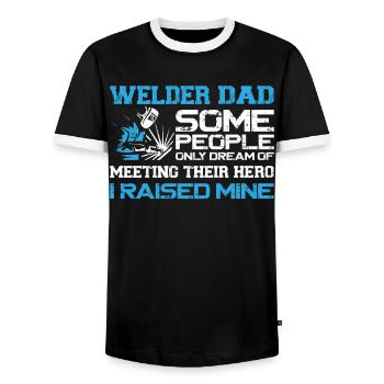 Welder Welding Father Vintage - Men's Ringer Shirt - black/white - Front - AI Model Female 172 light (172cm) & AI Model Male 178 light (178cm)