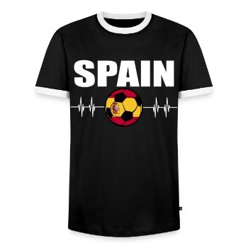 Spain Football - Men's Ringer Shirt - black/white - Front - AI Model Female 172 light (172cm) & AI Model Male 178 light (178cm)