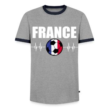 Frankreich Fußball - Männer Kontrast-T-Shirt - Grau/Navy  - Vorne - AI Model Female 172 light (172cm) & AI Model Male 178 light (178cm)