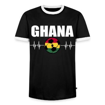 Ghana Fußball - Männer Kontrast-T-Shirt - Schwarz/Weiß - Vorne - AI Model Female 172 light (172cm) & AI Model Male 178 light (178cm)