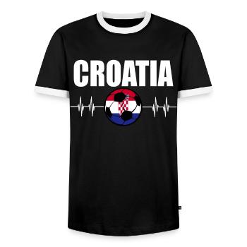 Croatie Football - T-shirt contrasté Homme - noir/blanc - Devant - AI Model Female 172 light (172cm) & AI Model Male 178 light (178cm)