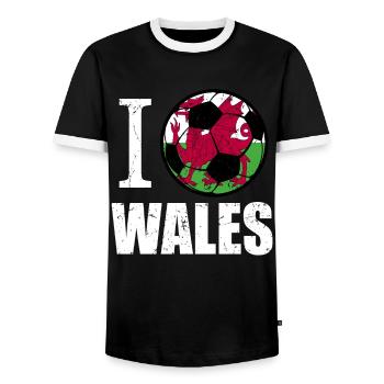 Pays de Galles de football - T-shirt contrasté Homme - noir/blanc - Devant - AI Model Female 172 light (172cm) & AI Model Male 178 light (178cm)
