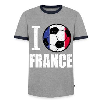 Frankreich Fußball - Männer Kontrast-T-Shirt - Grau/Navy  - Vorne - AI Model Female 172 light (172cm) & AI Model Male 178 light (178cm)