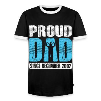Proud Dad Since December 2007 - Men's Ringer Shirt - black/white - Front - AI Model Female 172 light (172cm) & AI Model Male 178 light (178cm)