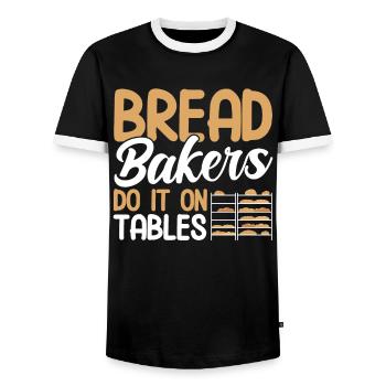 Bread Baking Gift Bakery Quote Baker - Men's Ringer Shirt - black/white - Front - AI Model Female 172 light (172cm) & AI Model Male 178 light (178cm)