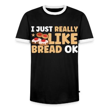 Bread Baking Gift Bakery Quote Baker - Men's Ringer Shirt - black/white - Front - AI Model Female 172 light (172cm) & AI Model Male 178 light (178cm)