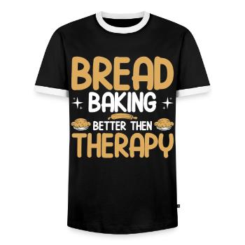 Bread Baking Gift Bakery Quote Baker - Men's Ringer Shirt - black/white - Front - AI Model Female 172 light (172cm) & AI Model Male 178 light (178cm)