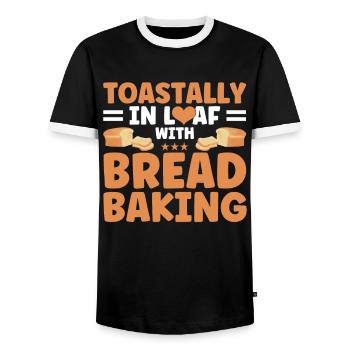 Bread Baking Gift Bakery Quote Baker - Men's Ringer Shirt - black/white - Front - AI Model Female 172 light (172cm) & AI Model Male 178 light (178cm)