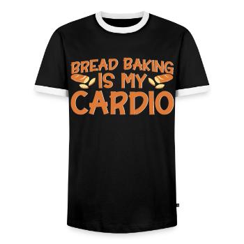 Bread Baking Gift Bakery Quote Baker - Men's Ringer Shirt - black/white - Front - AI Model Female 172 light (172cm) & AI Model Male 178 light (178cm)
