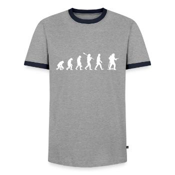 Feuerwehr Evolution Feuerwehrmann Frau Geschenk - Männer Kontrast-T-Shirt - Grau/Navy  - Vorne - AI Model Female 172 light (172cm) & AI Model Male 178 light (178cm)
