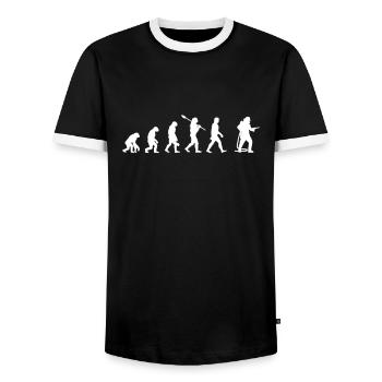 Feuerwehr Evolution Feuerwehrmann Frau Geschenk - Männer Kontrast-T-Shirt - Schwarz/Weiß - Vorne - AI Model Female 172 light (172cm) & AI Model Male 178 light (178cm)