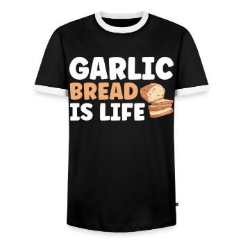 Bread Baking Gift Bakery Quote Baker - Men's Ringer Shirt - black/white - Front - AI Model Female 172 light (172cm) & AI Model Male 178 light (178cm)