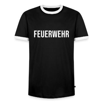 Feuerwehr 112 - Männer Kontrast-T-Shirt - Schwarz/Weiß - Vorne - AI Model Female 172 light (172cm) & AI Model Male 178 light (178cm)