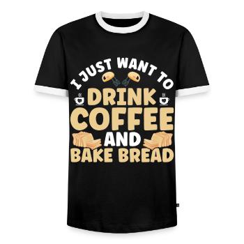 Bread Baking Gift Bakery Quote Baker - Men's Ringer Shirt - black/white - Front - AI Model Female 172 light (172cm) & AI Model Male 178 light (178cm)