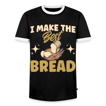 Bread Baking Gift Bakery Quote Baker - Men's Ringer Shirt - black/white - Front - AI Model Female 172 light (172cm) & AI Model Male 178 light (178cm)