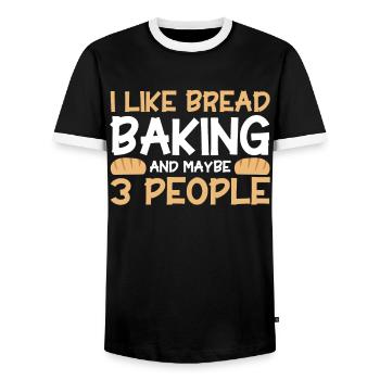Bread Baking Gift Bakery Quote Baker - Men's Ringer Shirt - black/white - Front - AI Model Female 172 light (172cm) & AI Model Male 178 light (178cm)