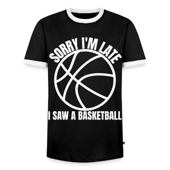 Drôle de joueur de basket-ball - T-shirt contrasté Homme - noir/blanc - Devant - AI Model Female 172 light (172cm) & AI Model Male 178 light (178cm)