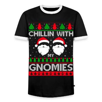 Chilling With My Gnomies - Men's Ringer Shirt - black/white - Front - AI Model Female 172 light (172cm) & AI Model Male 178 light (178cm)