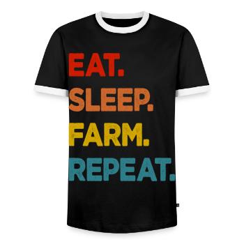 Eat Sleep Farm Repeat - Men's Ringer Shirt - black/white - Front - AI Model Female 172 light (172cm) & AI Model Male 178 light (178cm)