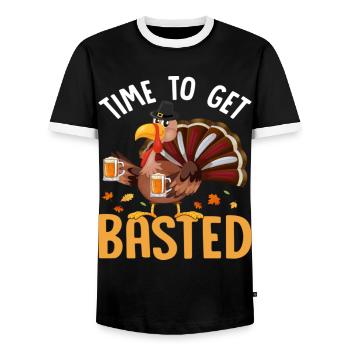 Funny Thanksgiving Time To Get Basted - Männer Kontrast-T-Shirt - Schwarz/Weiß - Vorne - AI Model Female 172 light (172cm) & AI Model Male 178 light (178cm)