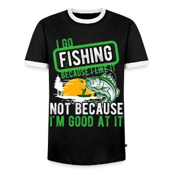 Angler Hobby Angler Fischer - Men's Ringer Shirt - black/white - Front - AI Model Female 172 light (172cm) & AI Model Male 178 light (178cm)