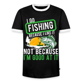 Angler Hobby Angler Fischer - Men's Ringer Shirt - black/white - Front - AI Model Female 172 light (172cm) & AI Model Male 178 light (178cm)