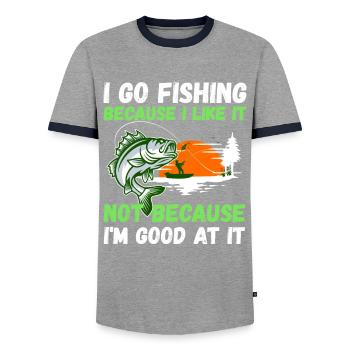 Angler Hobbyangler Fischer - Männer Kontrast-T-Shirt - Grau/Navy  - Vorne - AI Model Female 172 light (172cm) & AI Model Male 178 light (178cm)