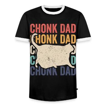 Chonk Meme Cat Chonk Dad - Men's Ringer Shirt - black/white - Front - AI Model Female 172 light (172cm) & AI Model Male 178 light (178cm)