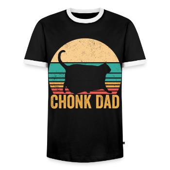 Chonk Meme Cat Chonk Dad - Men's Ringer Shirt - black/white - Front - AI Model Female 172 light (172cm) & AI Model Male 178 light (178cm)