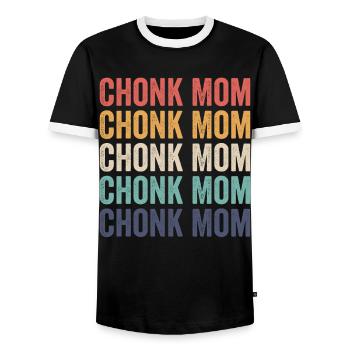 Chonk Meme Cat Chonk Mom - Men's Ringer Shirt - black/white - Front - AI Model Female 172 light (172cm) & AI Model Male 178 light (178cm)