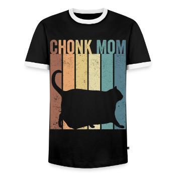 Chonk Meme Cat Chonk Mom - Men's Ringer Shirt - black/white - Front - AI Model Female 172 light (172cm) & AI Model Male 178 light (178cm)