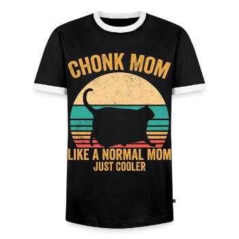 Chonk Meme Cat - Men's Ringer Shirt - black/white - Front - AI Model Female 172 light (172cm) & AI Model Male 178 light (178cm)
