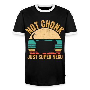 Chonk Meme Cat Not Chonk Only Super Neko - Men's Ringer Shirt - black/white - Front - AI Model Female 172 light (172cm) & AI Model Male 178 light (178cm)