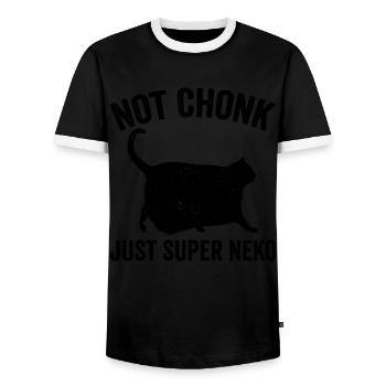 Chonk Meme Cat Not Chonk Just Super Neko - Men's Ringer Shirt - black/white - Front - AI Model Female 172 light (172cm) & AI Model Male 178 light (178cm)