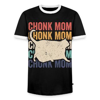 Chonk Meme Cat Chonk Mama - Men's Ringer Shirt - black/white - Front - AI Model Female 172 light (172cm) & AI Model Male 178 light (178cm)