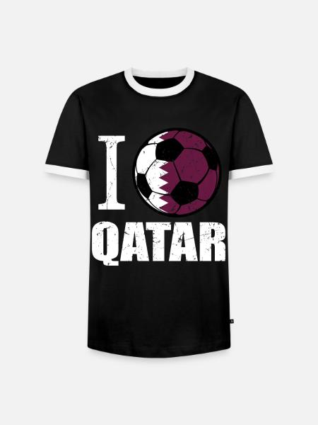 Katar Fußball - Männer Kontrast-T-Shirt - Schwarz/Weiß