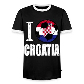 Croatie Football - T-shirt contrasté Homme - noir/blanc - Devant - AI Model Female 172 light (172cm) & AI Model Male 178 light (178cm)